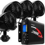 GoHawk TJ4-Q 4 in. 1000W Bluetooth Motorcycle Stereo Speakers and 4-Channel Amplifier System (Black)