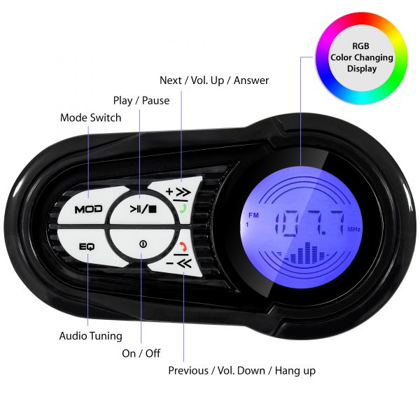 [Discontinued] GoHawk TR3 3" Waterproof Bluetooth Motorcycle Stereo Speakers with Amplifier System (Black) - Image 2