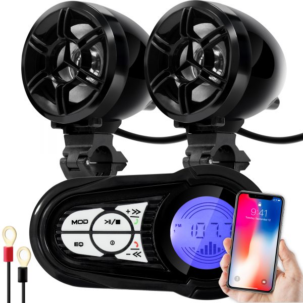 [Discontinued] GoHawk TR3 3" Waterproof Bluetooth Motorcycle Stereo Speakers with Amplifier System (Black)