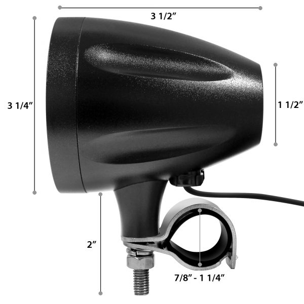 GoHawk AN3-A 3 in. Aluminum All-in-One Bluetooth Motorcycle Stereo Speakers (Satin Black) - Image 5