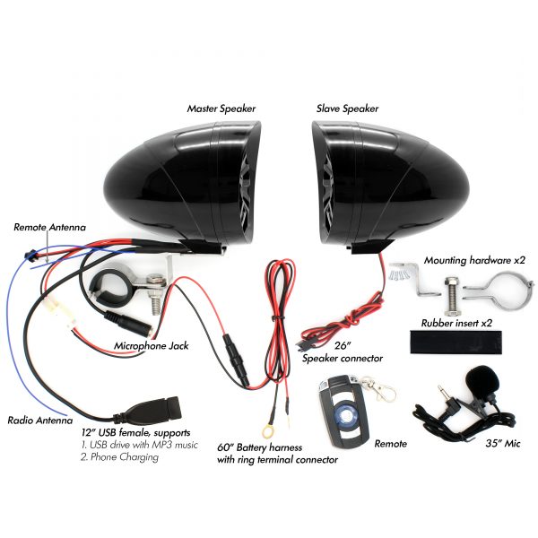 [Discontinued] GoHawk AR4 4 in. All-in-One Bluetooth Motorcycle Stereo Speakers (Black) - Image 9