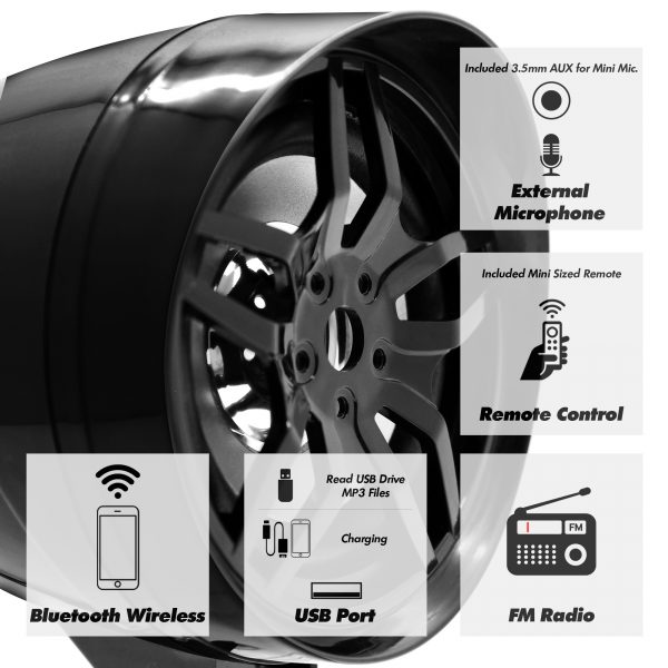 [Discontinued] GoHawk AR4 4 in. All-in-One Bluetooth Motorcycle Stereo Speakers (Black) - Image 2