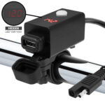 GoHawk Waterproof SAE to USB Charger Adapter Kit Cable 2.1A w/ Voltmeter, Power Switch, SAE Quick Disconnector, 7/8-1 1/8"