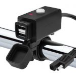 GoHawk Waterproof SAE to Dual USB Charger Adapter Kit Cable 2.1A w/ Power Switch, SAE Quick Disconnector, 7/8-1 1/8"