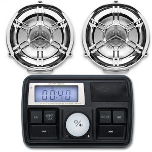 GoHawk TT3 3" Waterproof Bluetooth Motorcycle Stereo Speakers with Amplifier System (Chrome)