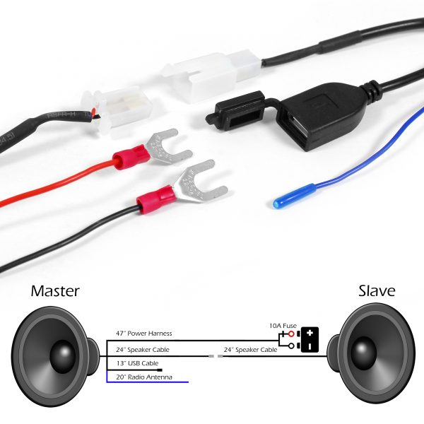 GoHawk AN3-A 3 in. Aluminum All-in-One Bluetooth Motorcycle Stereo Speakers (Satin Red Black) - Image 8