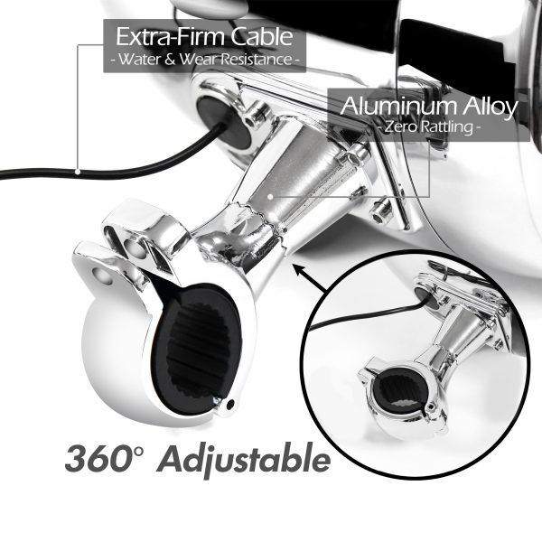 GoHawk TN4-Q 4 in. 1000W Bluetooth Motorcycle Stereo Speakers and Amplifier System (Chrome) [Bulk Packaging] - Image 8