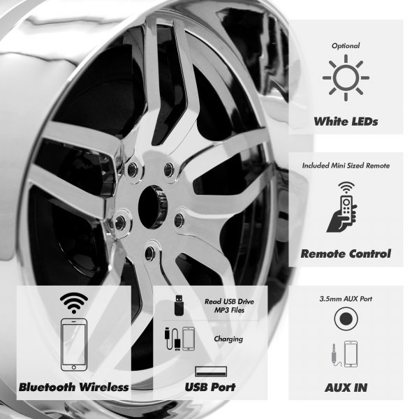 [Discontinued] GoHawk AR4-Halo LED 4 in. All-in-One Bluetooth Motorcycle Stereo Speakers (Chrome) - Image 2