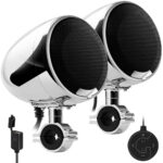 GoHawk AN4-X 4.5 in. 600W All-in-One Bluetooth Amplifier Motorcycle Stereo Speakers (Chrome)