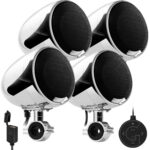 GoHawk AN4-QX 4.5 in. 1200W All-in-One 4-Channel Bluetooth Amplifier Motorcycle Stereo Speakers (Chrome)