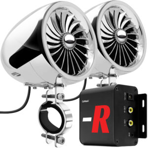 GoHawk TJ4-R 4 in. 100W Bluetooth Motorcycle Stereo Speakers and Amplifier System (Chrome)