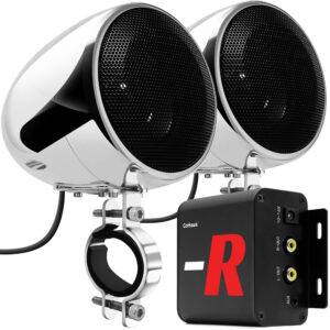 GoHawk TN4-R 4 in. 100W Bluetooth Motorcycle Stereo Speakers and Amplifier System (Chrome)