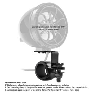 Set of 2pcs(1Pair) 7/8 to 1.25 in. Mounting Clamp for GoHawk Powersports Speakers TS3 TS3-Q (Black)