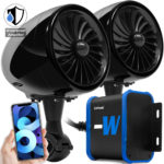 GoHawk TJ4-W 4 in. Waterproof Bluetooth Motorcycle Speakers and Amplifier System (Black)