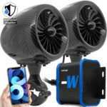 GoHawk TJ4-W 4 in. Waterproof Bluetooth Motorcycle Speakers and Amplifier System (Carbon)