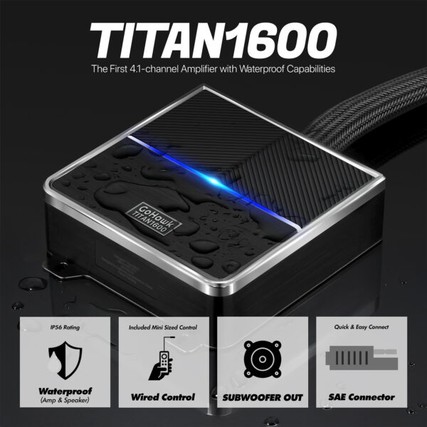 GoHawk TR4-Titan 4.25 in. Bluetooth Motorcycle Stereo Speakers and 4.1-Channel 1600W Amplifier System (Black) - Image 4