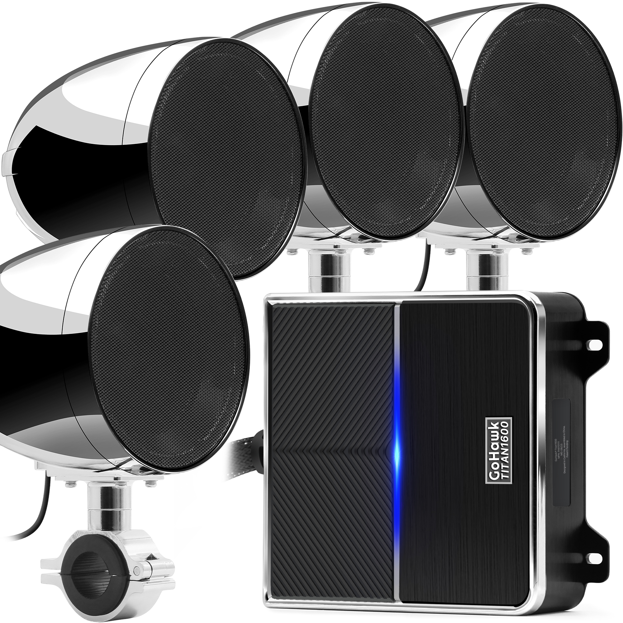 GoHawk TR4-Titan 4.25 in. Bluetooth Motorcycle Stereo Speakers