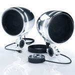 GoHawk AN4-Halo LED 4 in. All-in-One Bluetooth Amplifier Motorcycle Stereo Speakers (Chrome)