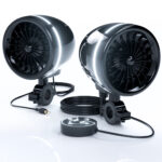 GoHawk AJ4-Halo LED 4 in. All-in-One Bluetooth Amplifier Motorcycle Stereo Speakers (Black)