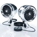 GoHawk AJ4-Halo LED 4 in. All-in-One Bluetooth Amplifier Motorcycle Stereo Speakers (Chrome)