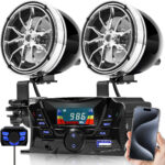 GoHawk TS3 3 in. 180W Bluetooth Motorcycle Stereo Speakers and Amplifier System (BlackChrome)