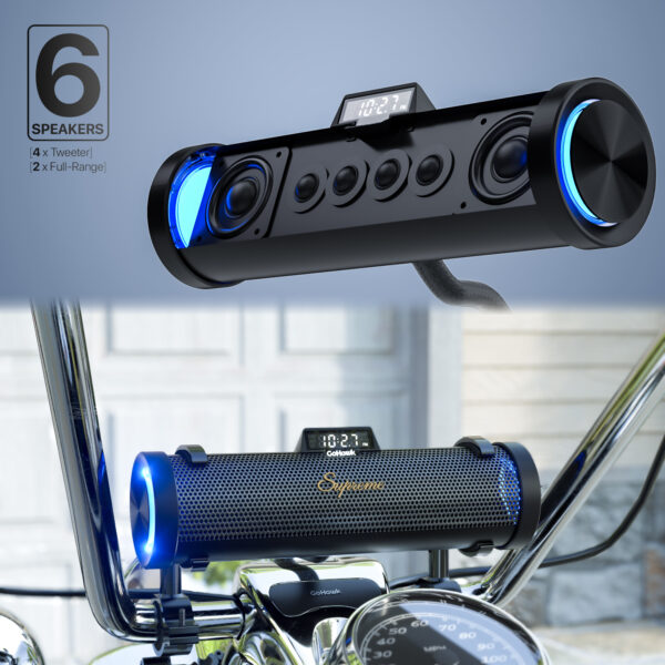 GoHawk RD88-S 300W Waterproof Bluetooth Motorcycle Stereo 6 Speakers Soundbar (Black) - Image 3