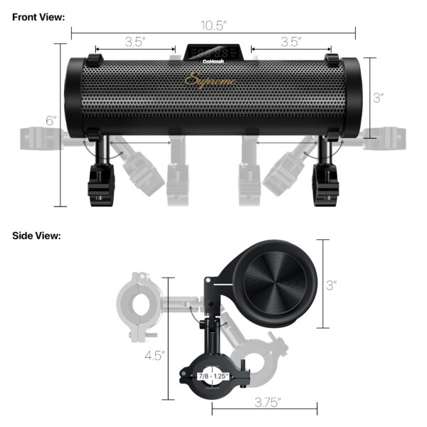 GoHawk RD88-S 300W Waterproof Bluetooth Motorcycle Stereo 6 Speakers Soundbar (Black) - Image 9