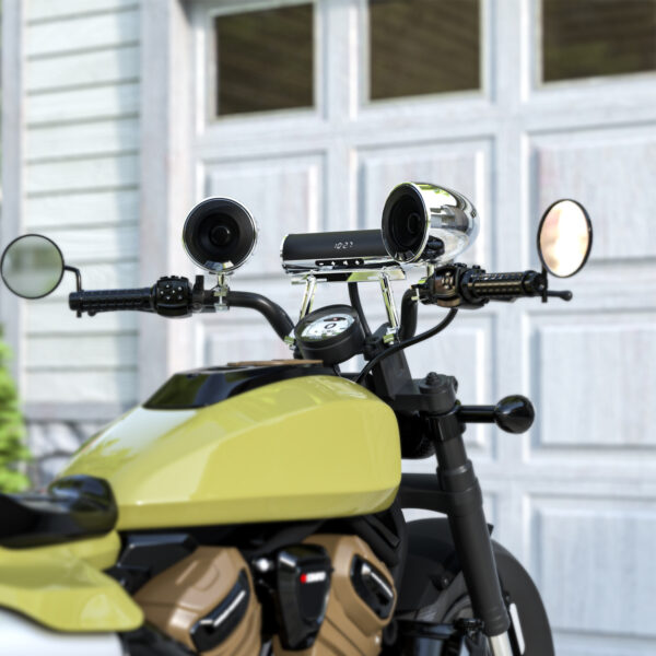 GoHawk RD8-X45 600W Waterproof Bluetooth Motorcycle Stereo Speakers Soundbar 4.5" Speakers (Chrome) - Image 5