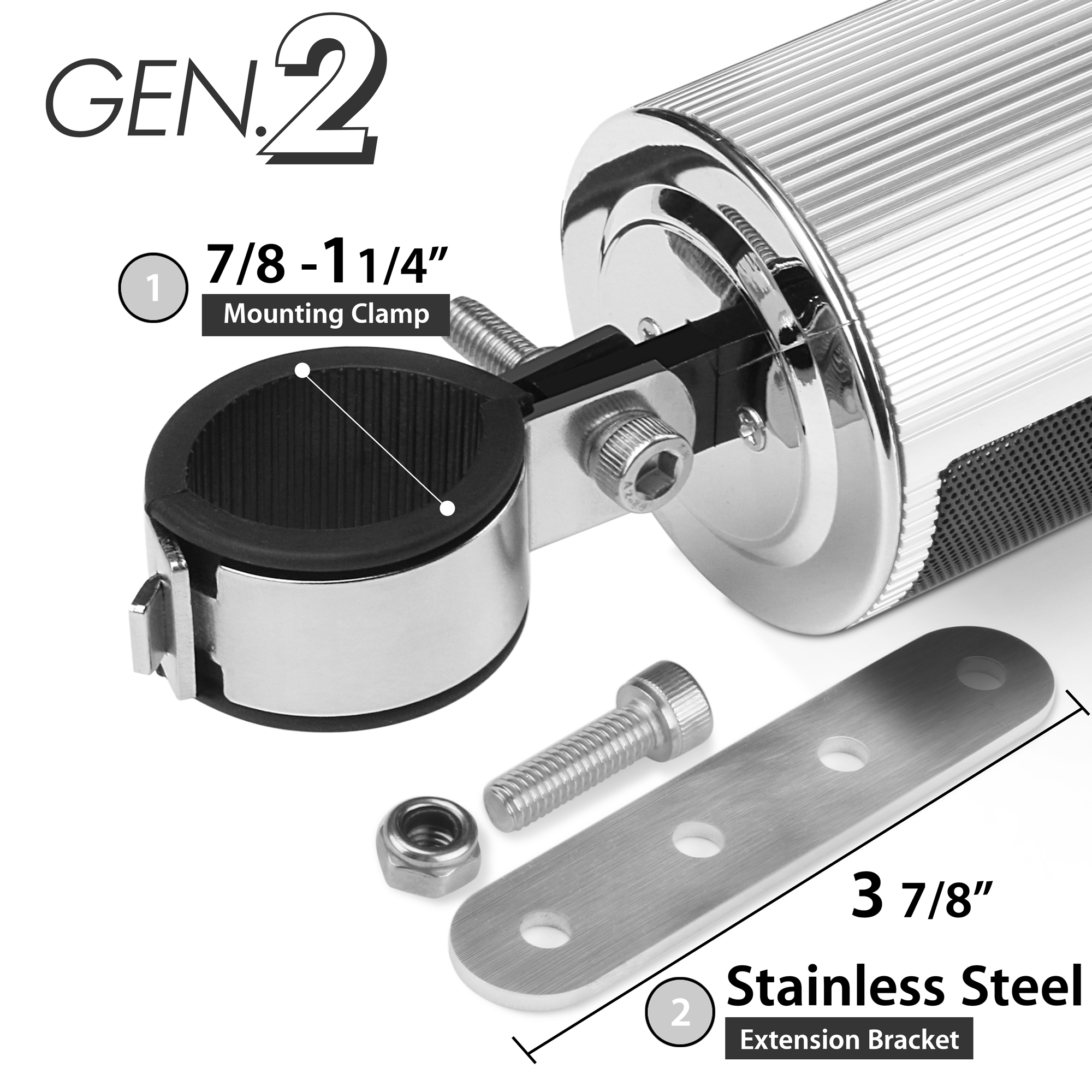 Set of 2pcs(1Pair) Mounting Clamp and Extension Bracket for GoHawk RD8 Silver